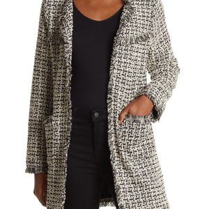 Shelli Segal Boucle Tweed Fringe Jacket